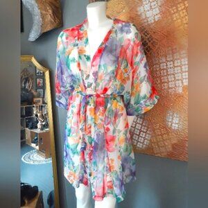 Vintage Floral Sheer Kimono Robe